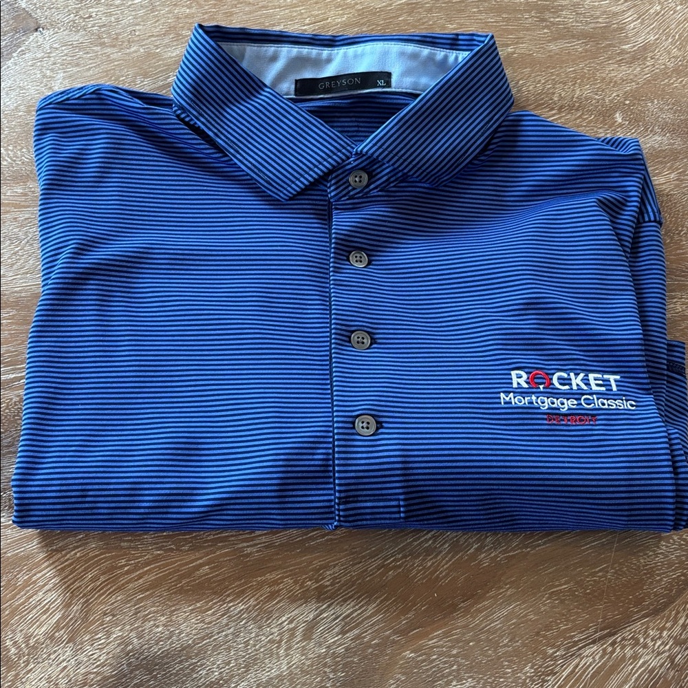 Greyson Navy Striped Polo Shirt - Picture 8 of 9